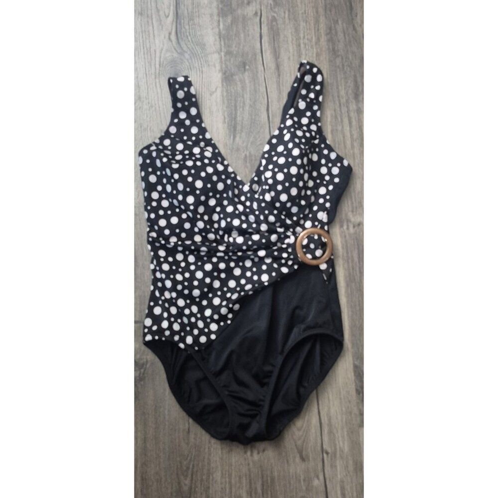 Longitude Contouring Crossover One-Pc. Swimsuit Bathingsuit Women's Size 10